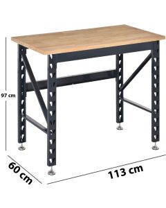MAC AFRIC Work Table with Adjustable Footpads and Large Solid Wood Tabletop 